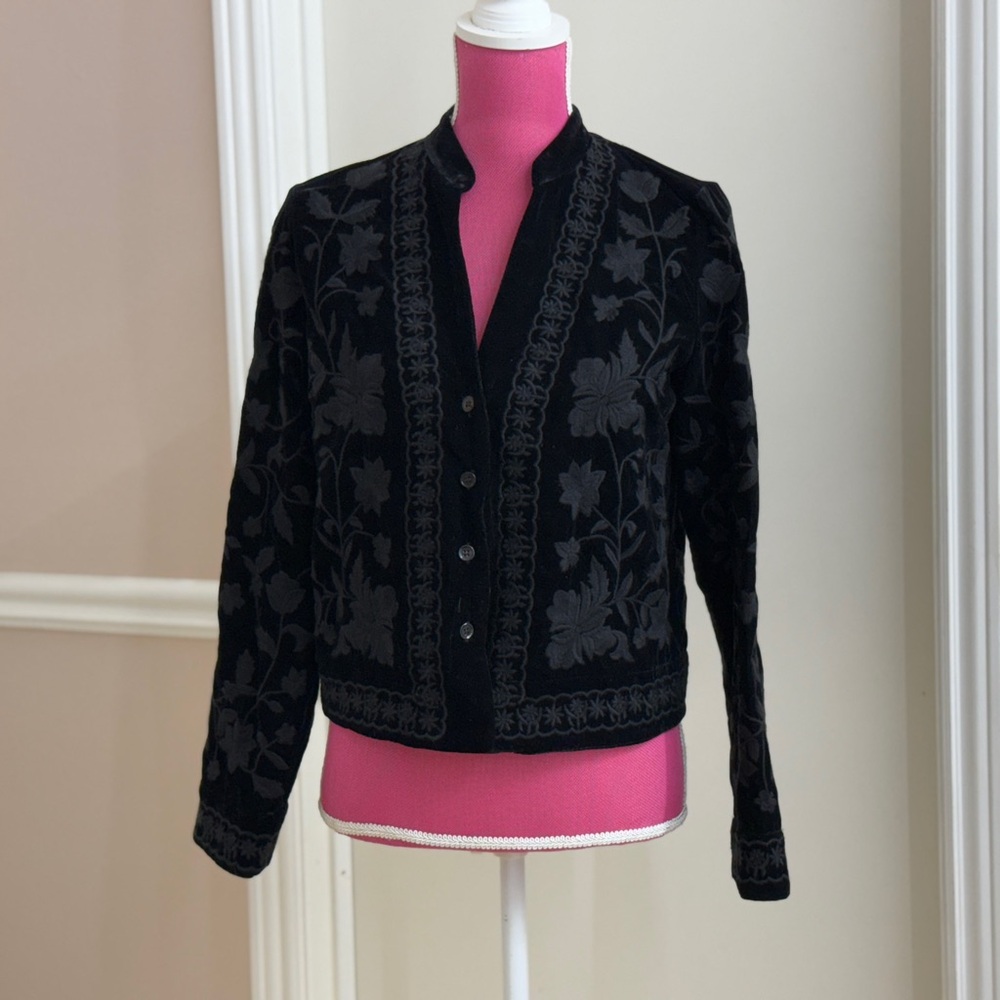 ZARA Women Embroidered Velvet Jacket/Vest/Cardigan/Blazer, Size XS, NEW